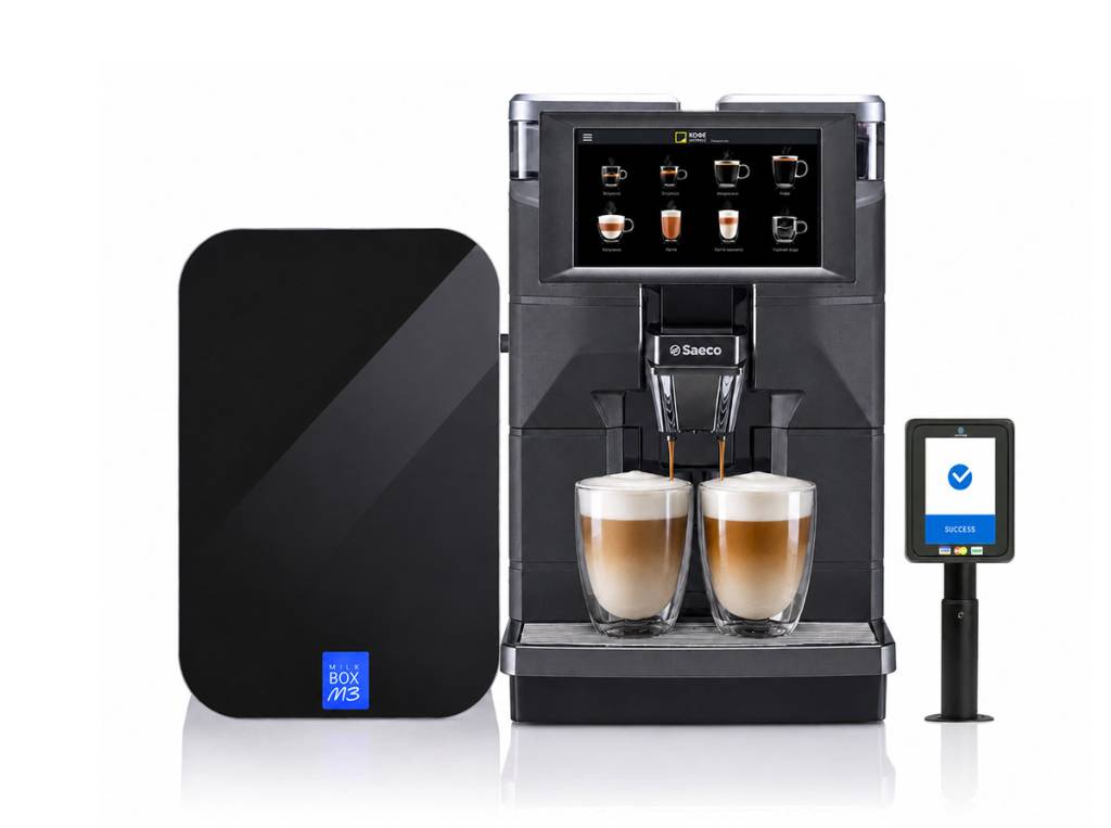 SAECO Magic Professional M3 с подключённым терминалом безналичной оплаты через порт MDB. Монетизация кофейной зоны. Источник: КОФЕ ЭКСПРЕСС