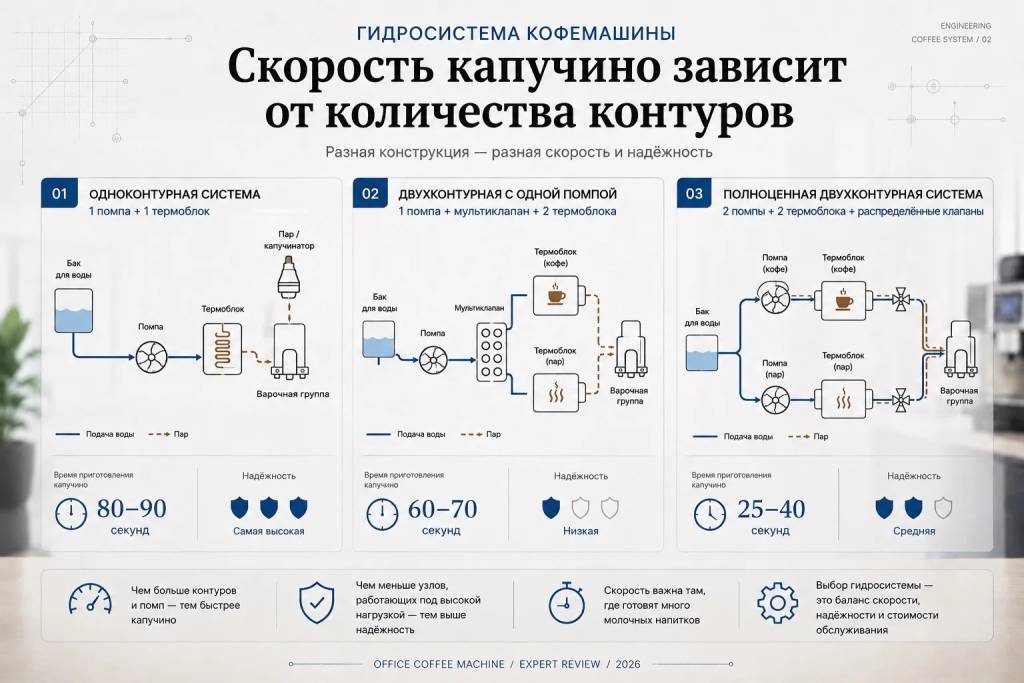 Типы гидросистем автоматических кофемашин